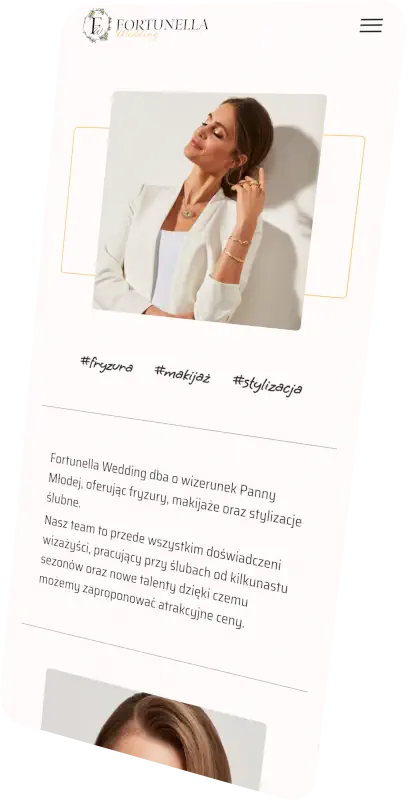 Telefon z screenem strony Fortunella.Wedding