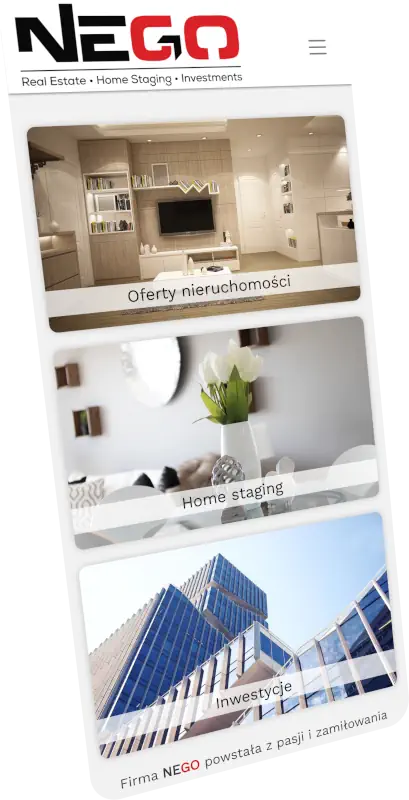 Telefon z screenem strony Nego.com.pl